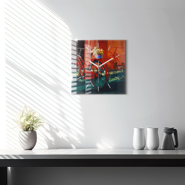 Square wall clock Painted bike
