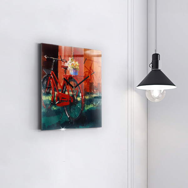 Square wall clock Painted bike