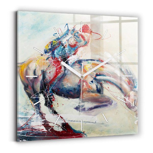 Square wall clock Illustration of galloping horses