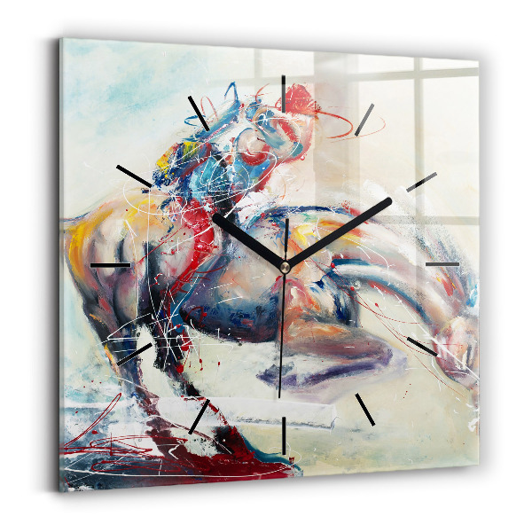 Square wall clock Illustration of galloping horses