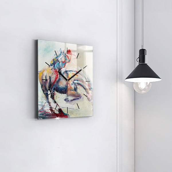 Square wall clock Illustration of galloping horses