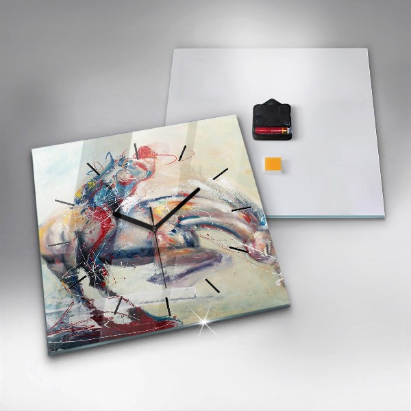 Square wall clock Illustration of galloping horses
