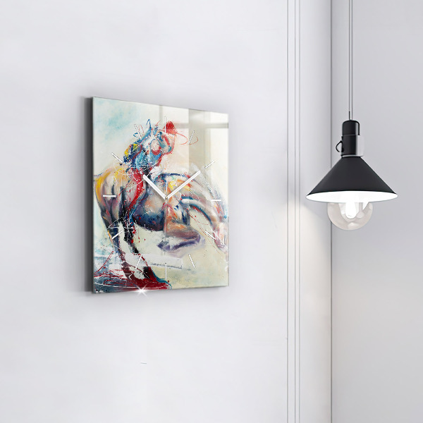 Square wall clock Illustration of galloping horses