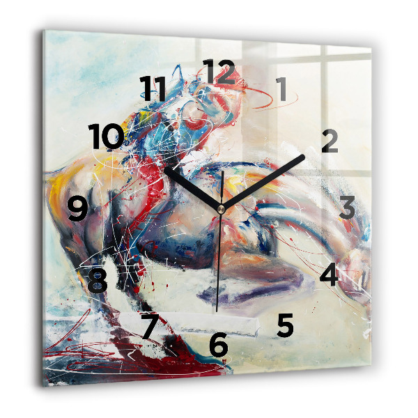 Square wall clock Illustration of galloping horses