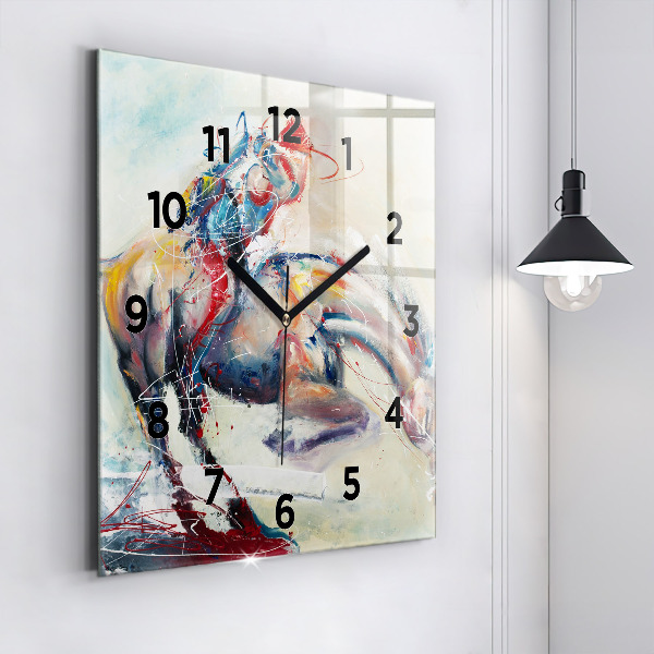 Square wall clock Illustration of galloping horses