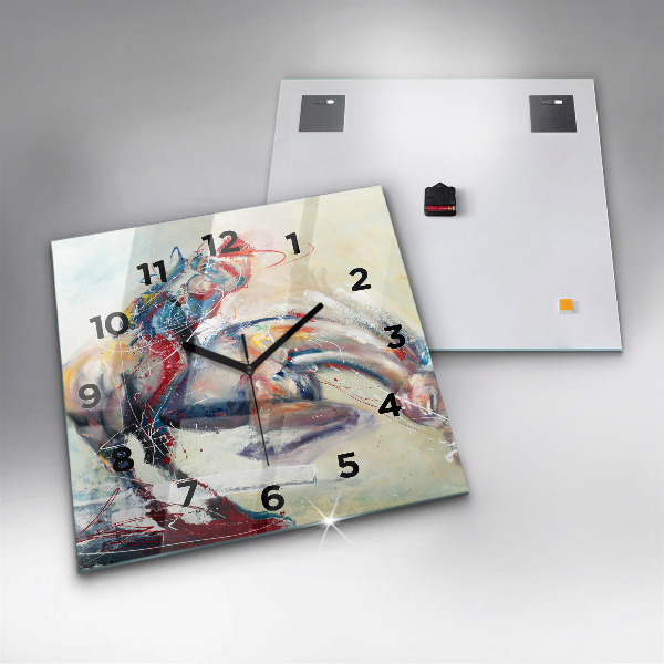 Square wall clock Illustration of galloping horses