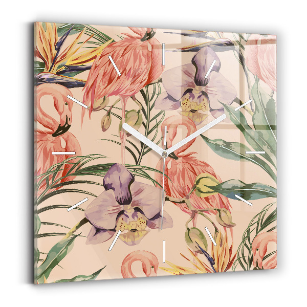 Square wall clock Tropical palm leaves