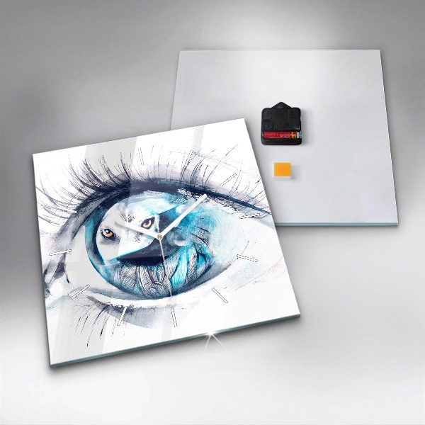 Square wall clock Wolf Eye Illustration
