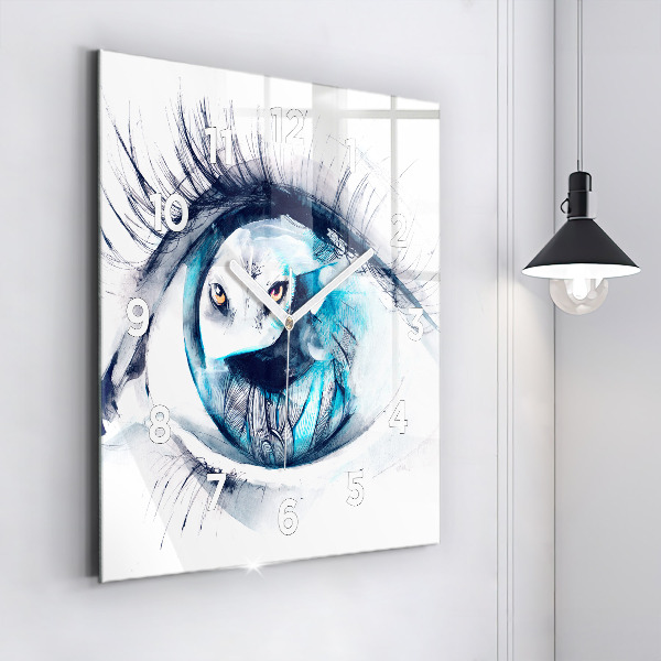 Square wall clock Wolf Eye Illustration