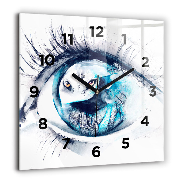 Square wall clock Wolf Eye Illustration