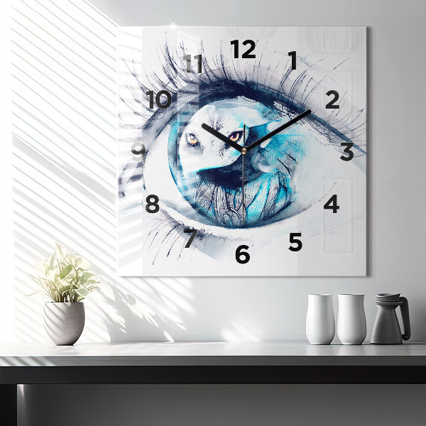 Square wall clock Wolf Eye Illustration