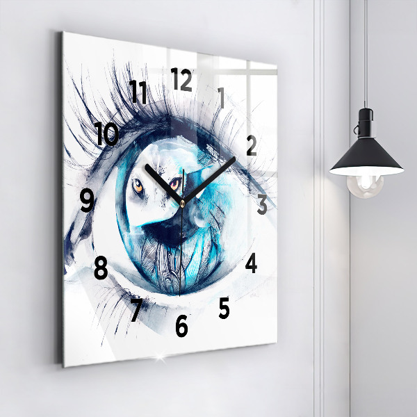 Square wall clock Wolf Eye Illustration