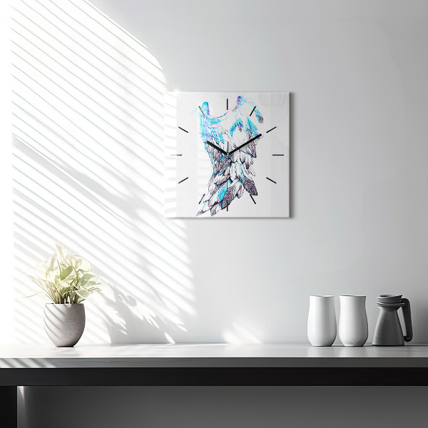 Square wall clock Imitation of bird wings