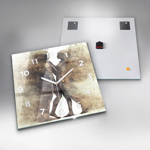 Square wall clock Abstract people sand