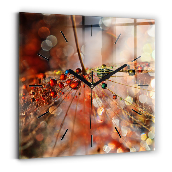 Square wall clock Dandelion with dew