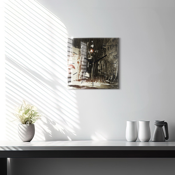 Square wall clock Woman on a rainy night