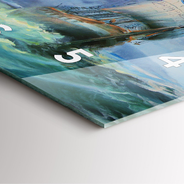 Square wall clock A ship on the water