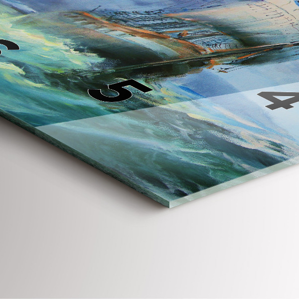 Square wall clock A ship on the water