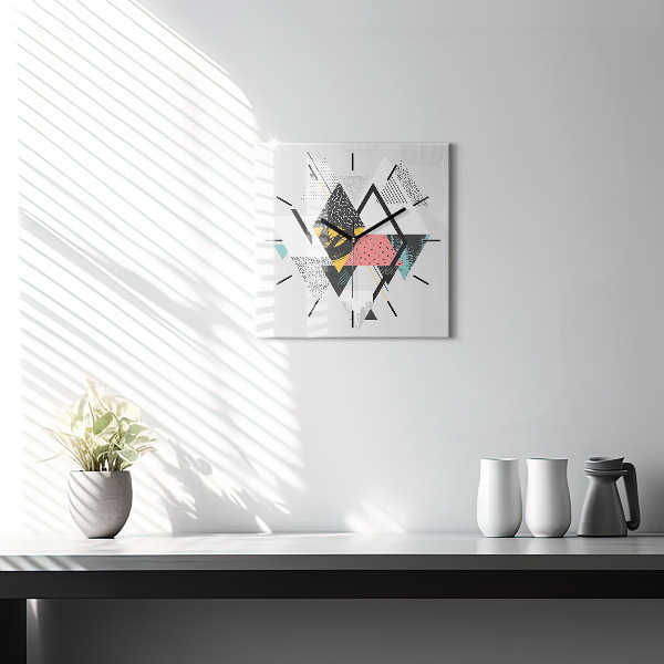 Square wall clock Geometric pattern