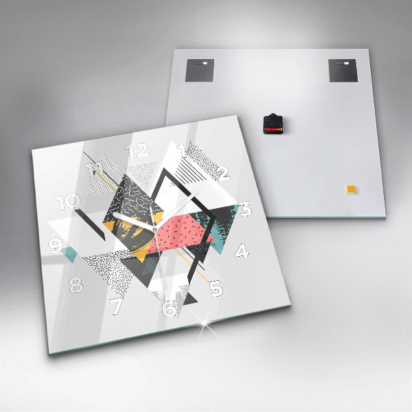 Square wall clock Geometric pattern