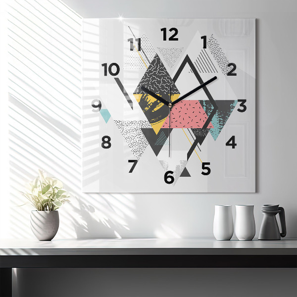 Square wall clock Geometric pattern