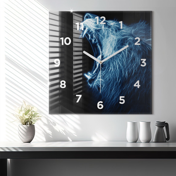 Square wall clock Wild lion