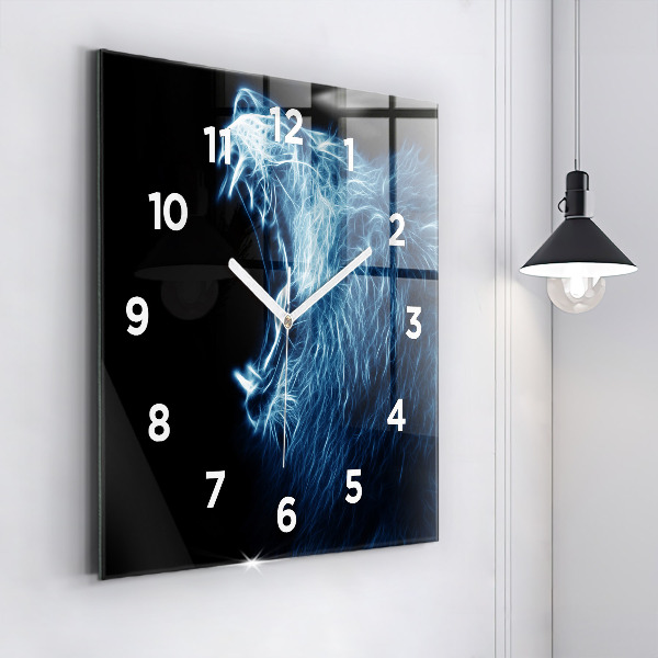 Square wall clock Wild lion
