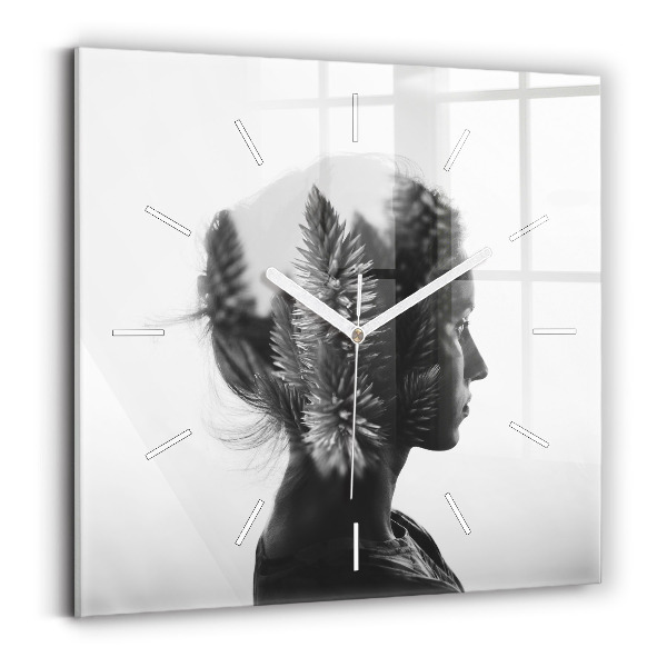 Square wall clock Portrait of a woman