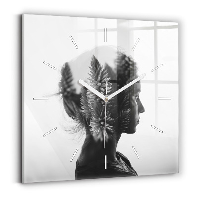 Square wall clock Portrait of a woman