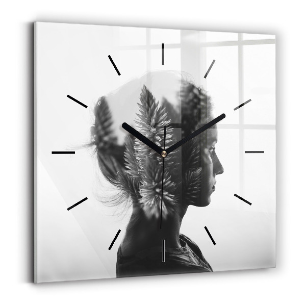 Square wall clock Portrait of a woman