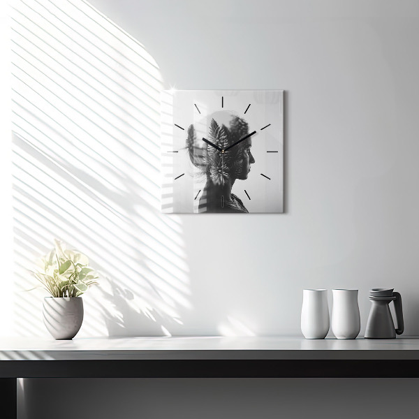 Square wall clock Portrait of a woman