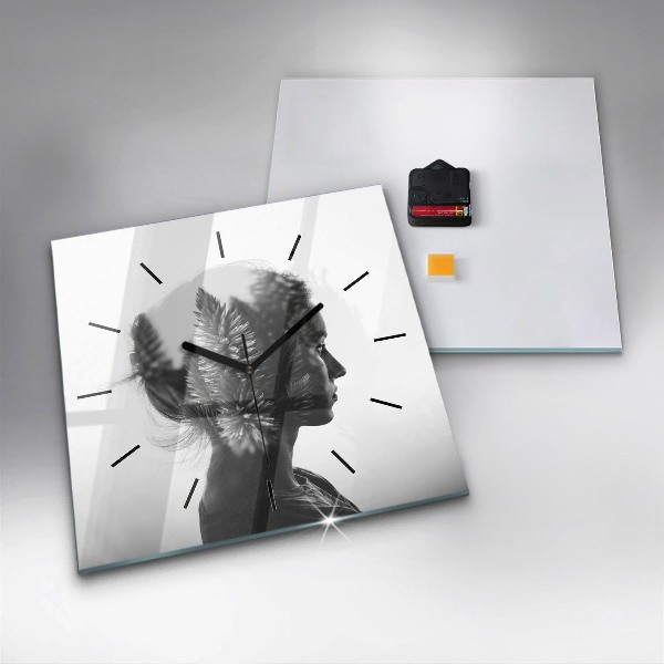 Square wall clock Portrait of a woman