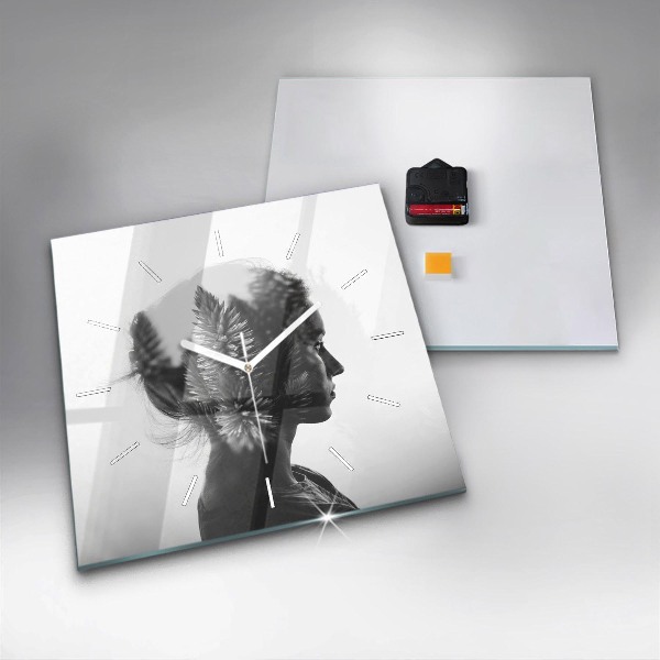Square wall clock Portrait of a woman