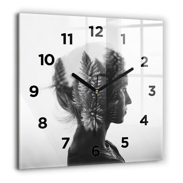 Square wall clock Portrait of a woman