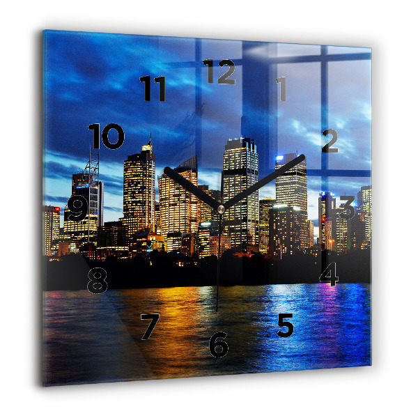 Square wall clock Sydney In The Evening