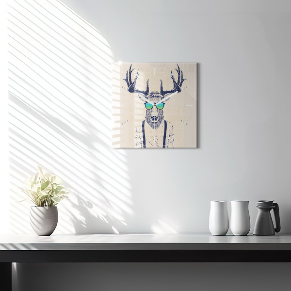 Square wall clock Abstract deer