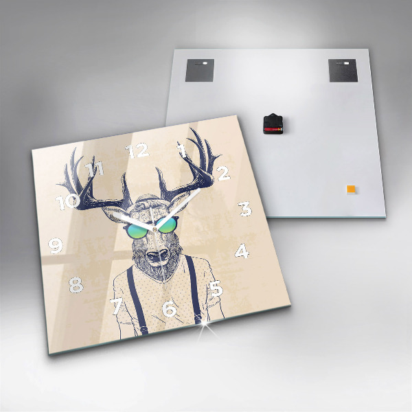 Square wall clock Abstract deer