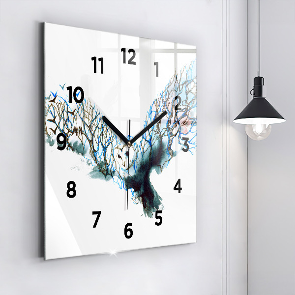 Square wall clock Freedom and nature of birds