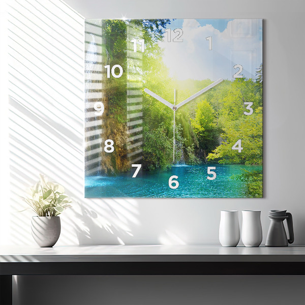 Square wall clock Lagoon Landscape