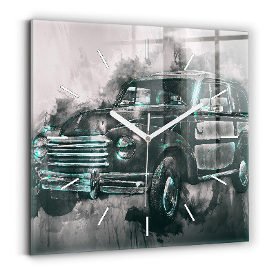 Square wall clock Old School Car