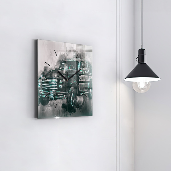 Square wall clock Old School Car