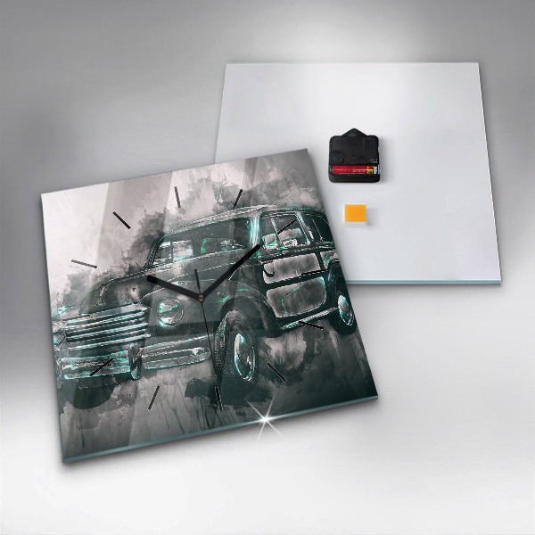 Square wall clock Old School Car