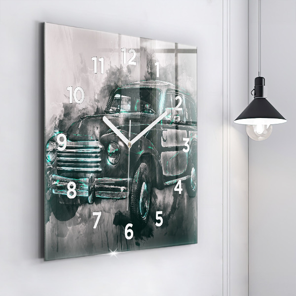 Square wall clock Old School Car