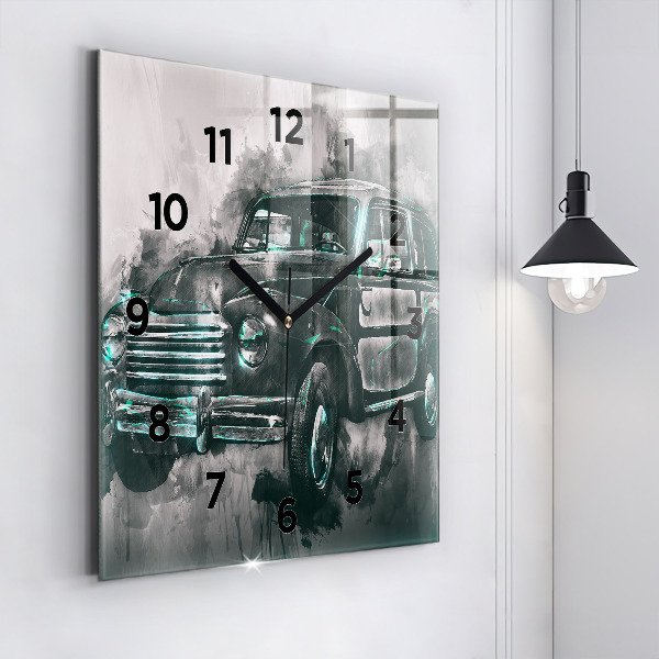 Square wall clock Old School Car