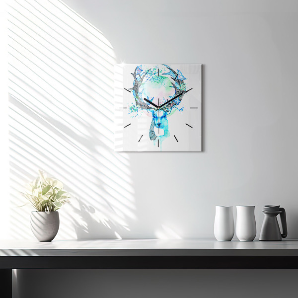 Square wall clock Deer illustration