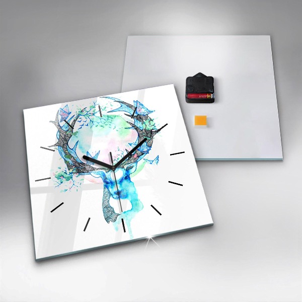 Square wall clock Deer illustration