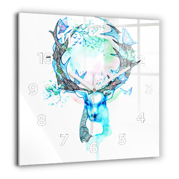 Square wall clock Deer illustration