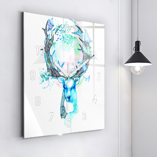 Square wall clock Deer illustration