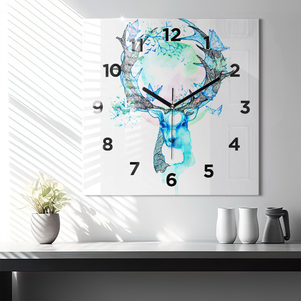 Square wall clock Deer illustration