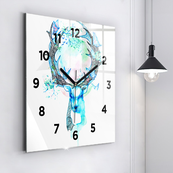 Square wall clock Deer illustration